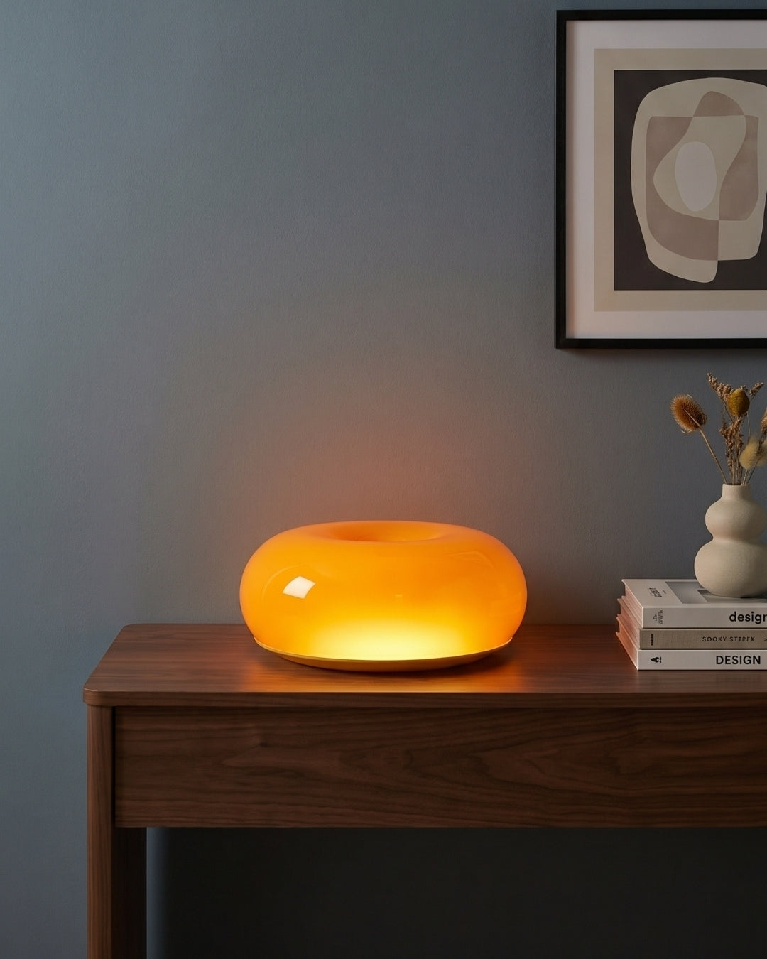 NARA Sculptural Donut Lamp met 3 Kleurtemperaturen – Dimbare Glazen Tafellamp Bauhaus Design Touch Control Wandmonteerbaar Ambient Lighting | Sansoti