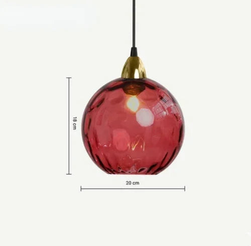 Szklana lampa wisząca w kształcie kuli z trzonkiem E27 i ciepłym światłem do salonu, jadalni i sypialni, oświetlenie nastrojowe, designerska | Sansoti