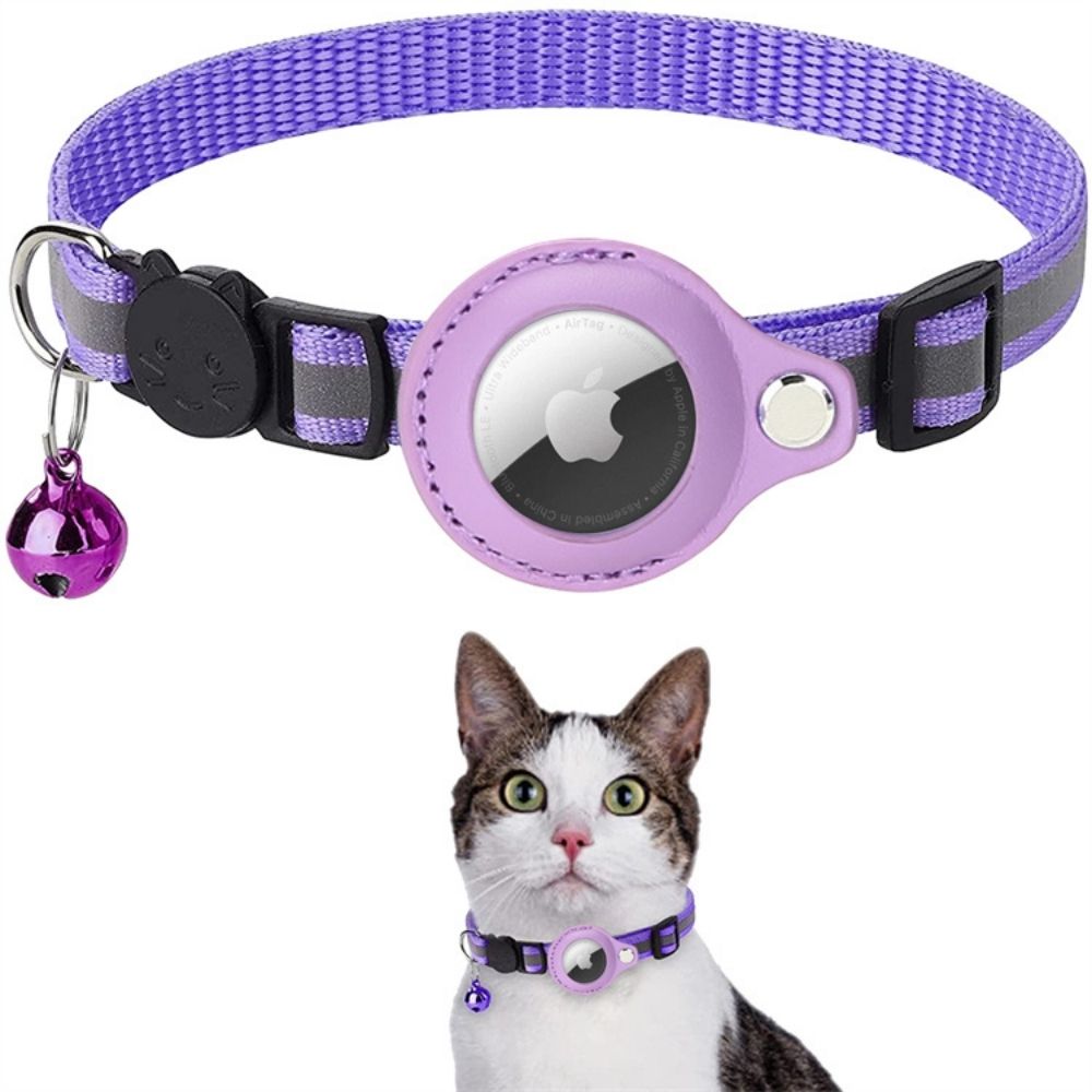 Veiligheidskat Halsband met Reflecterende Strepen en Snelsluiting | GPS Tracker Houder | Sansoti