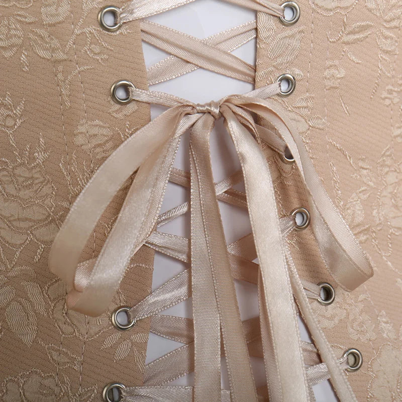 Gothic-Korsett mit Schnürung am Rücken in Beige bis Größe 6XL, verstellbare Burlesque-Lingerie im Vintage-Stil für Damen | Sansoti
