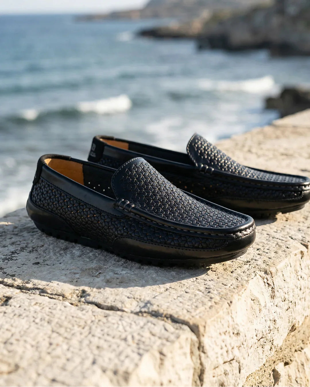 Mocasines de cuero tejidos a mano - Suela flexible y plantilla cómoda para hombre, casuales, de diario y de vestir | Sansoti