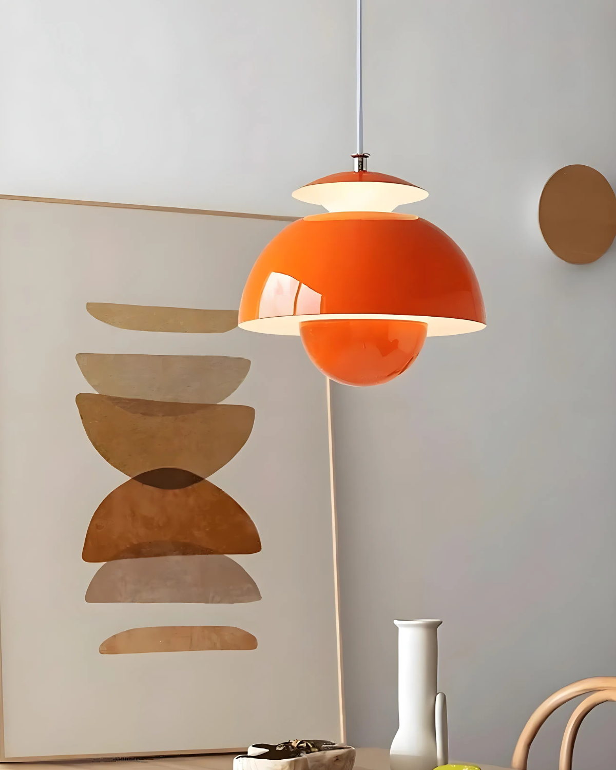 Minimalistische Hanglamp Wit Rond Design Scandinavisch Interieur Eetkamer Slaapkamer Woonkamer Sfeerverlichting | Sansoti