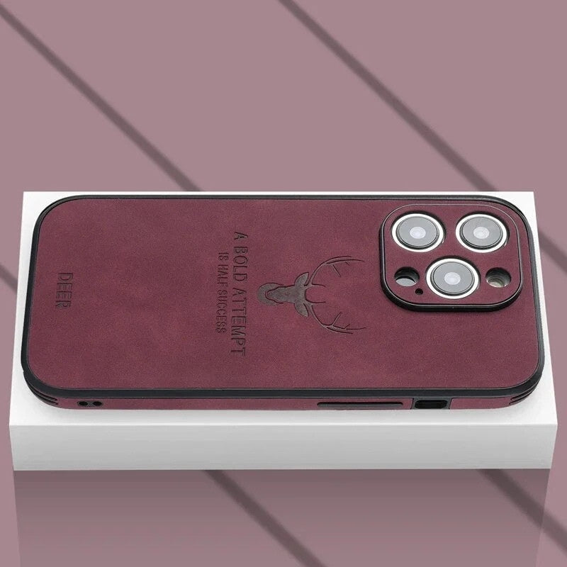 Luxe Wildleren iPhone Hoes Zwart Bruin Donkergroen Lichtblauw Beschermhoes met Shockabsorptie Camerabescherming | Sansoti