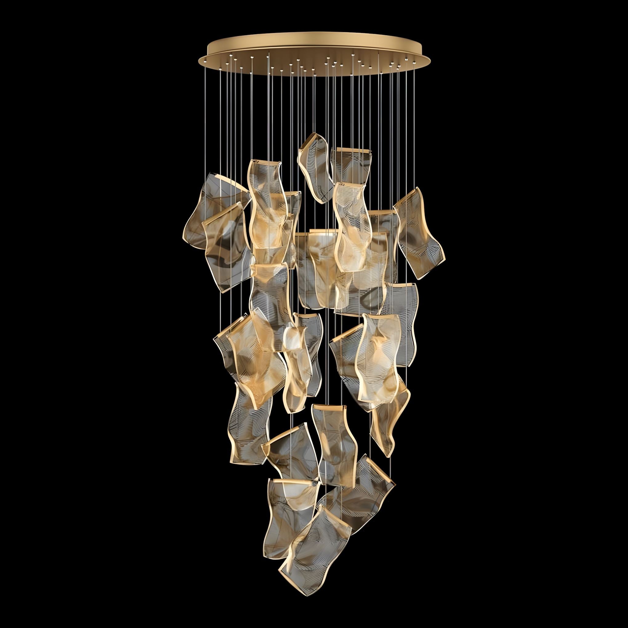 Moderne Design-Kronleuchter mit geschichteten Acryl-Blättern und verstellbarer Höhe | Restfield