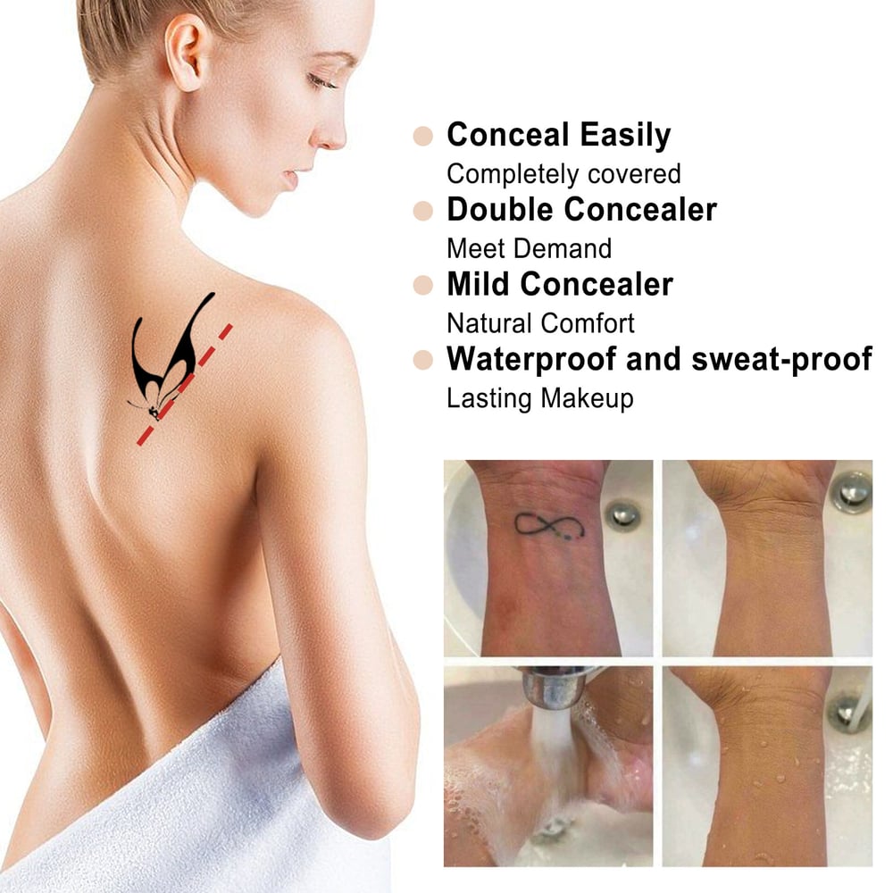 Waterbestendige Camouflagecrème voor Tattoo Litteken Huidoneffenheden 12 Uur Langhoudend Natuurlijk Mat Effect | Sansoti