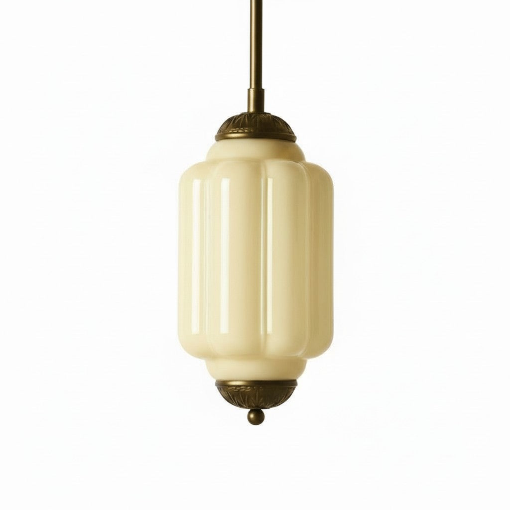 Vintage Melkglazen Hanglamp met Gegolfde Rand – Scandinavische Sfeerverlichting voor Keuken en Slaapkamer | Sansoti