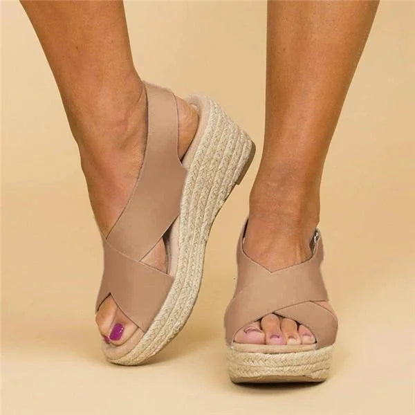 Orthopedische Espadrilles Sleehak Clara Comfortabele Zomerschoen Elastisch Dames Zwart Beige Wit Casual | Sansoti