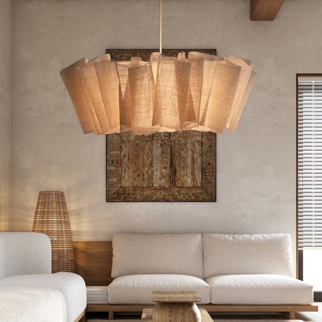 Geplisseerde Stoffen Hanglamp – Minimalistische Scandinavische Verlichting voor Eetkamer & Woonkamer | Sansoti