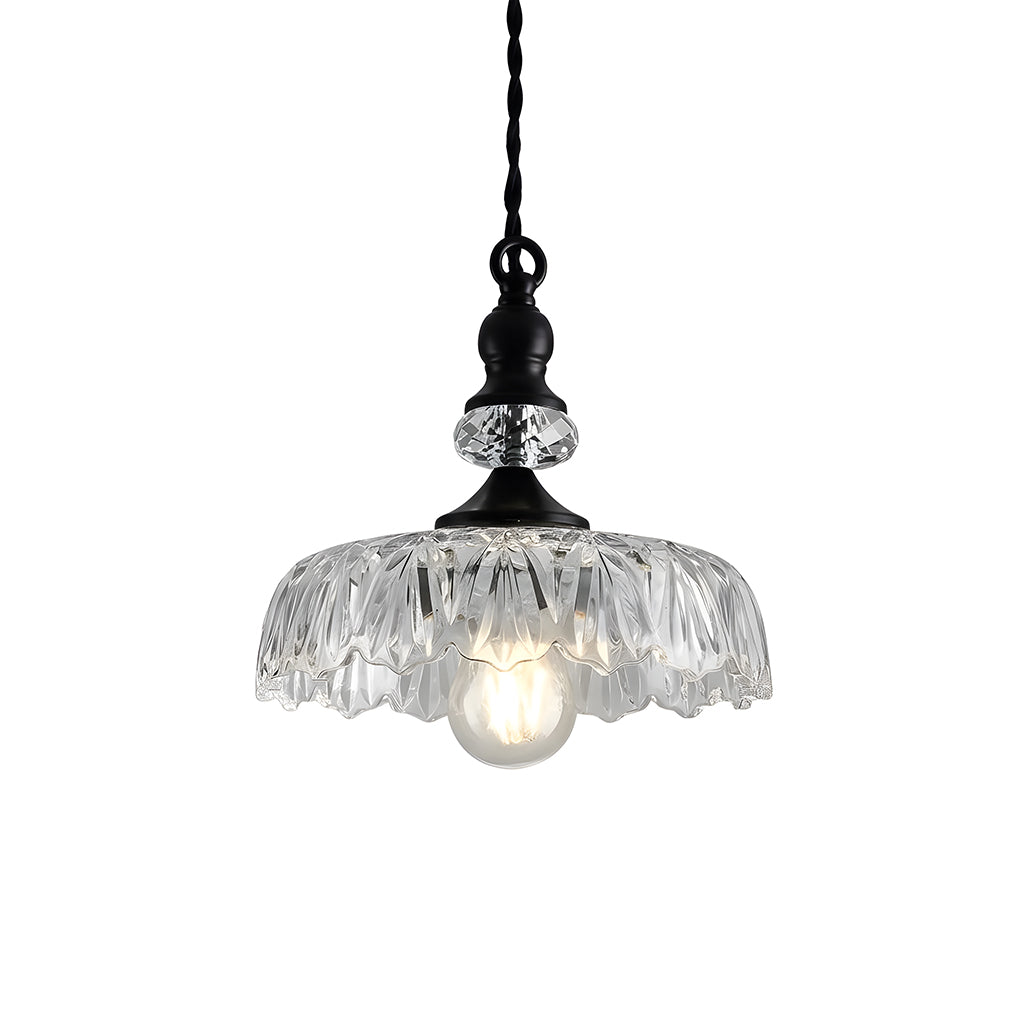 Vintage Hanglamp Glas Messing Bloemmotief Groen Zwart | Sansoti