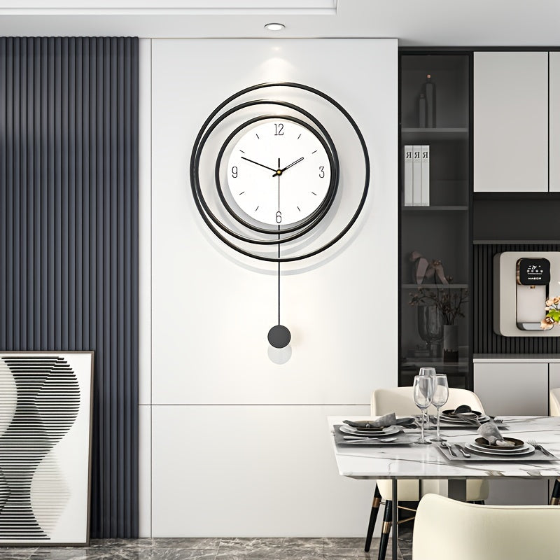 Metalen Wandklok Modern Minimalistisch – 72 cm hoog en 45 cm breed met Stil Uurwerk – Zwarte Muurdecoratie voor Woonkamer Kantoor | Sansoti