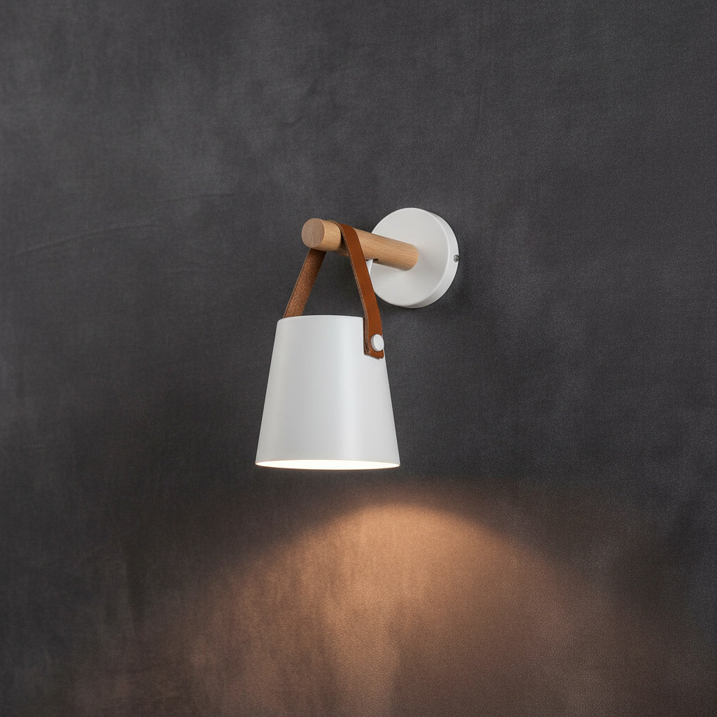 Scandinavische Wandlamp Hout voor Slaapkamer – Minimalistisch Natuurhout Lichtpunt Wit of Zwart | Sansoti