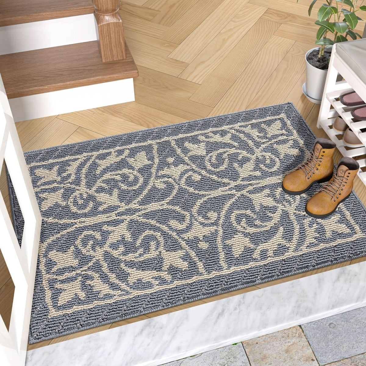 Paillasson antidérapant d’intérieur facile d’accès, 60x90cm, retenant la saleté, tapis d’entrée avec dessous en caoutchouc antidérapant | Sansoti