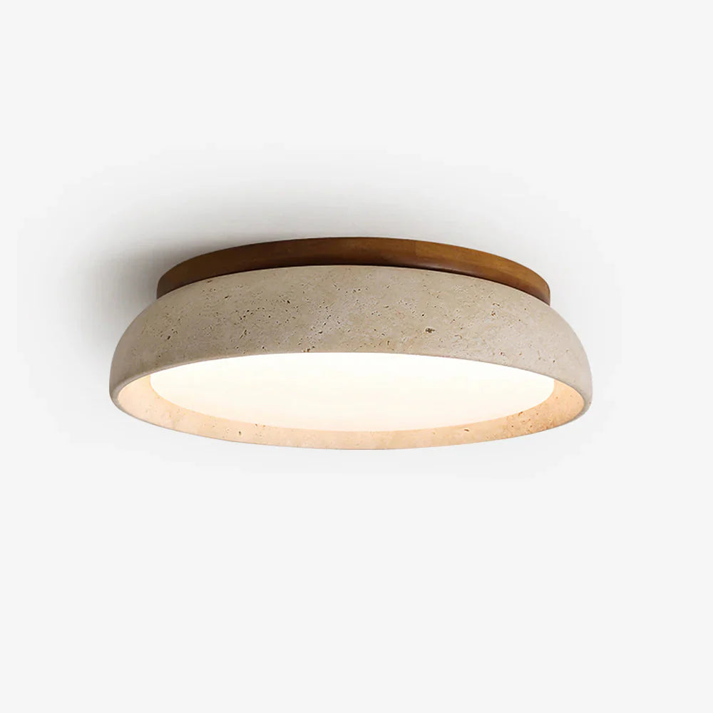 Plafondlamp Travertijn Sculptuur Beige Natuursteen 30cm 43cm Scandinavisch Warm Licht | Sansoti