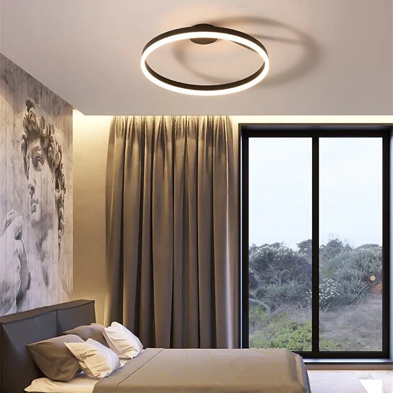 Deckenleuchte LED Ring Metall Acryl Schwarz Weiß Dimmbar Wohnzimmer Schlafzimmer 50cm | Restfield