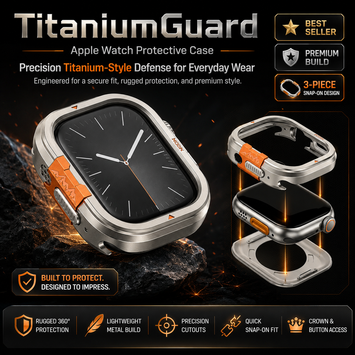 Protective Case Smartwatch 49mm 46mm Titanium Metal Frame Ultimate Protection Sports Watch Four Colors | Sansoti