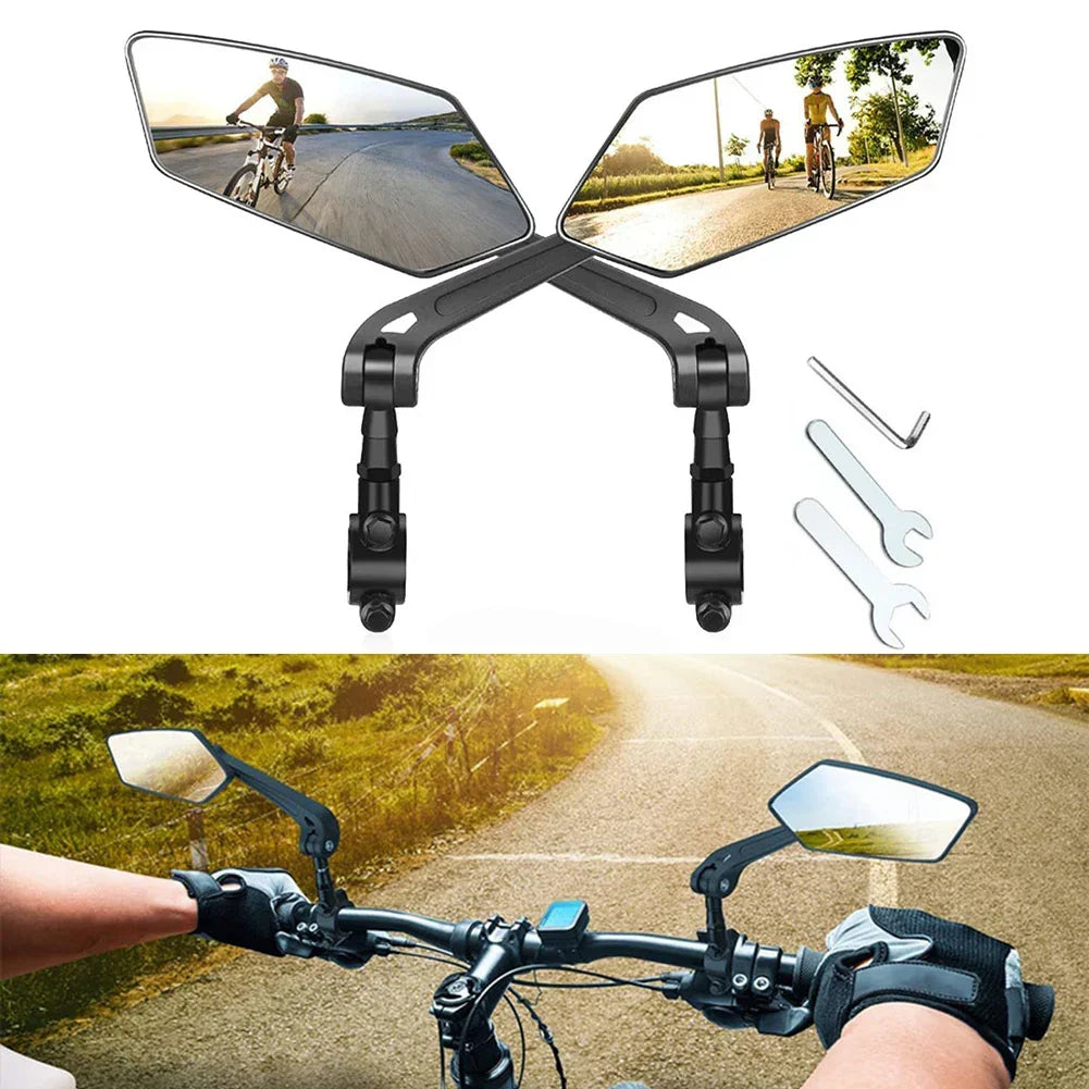 Fahrradspiegel, 2er-Set, HD-Glas, 360° verstellbar, Lenkerbefestigung, 18,5 cm breites Sichtfeld, Fahrrad, Roller | Sansoti