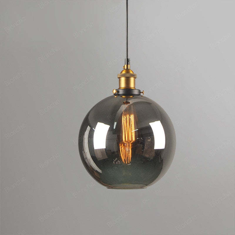 Industriële Glazen Hanglamp Metaal E27 Verstelbaar Snoer Transparant Amber Rookgrijs Binnenverlichting | Sansoti