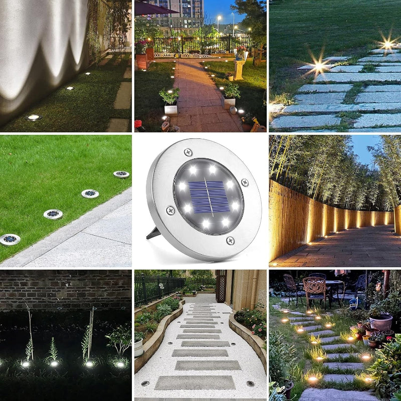 Set de 4 lampes solaires d'éclairage de jardin à LED, éclairage de chemin sans fil, automatique, résistantes aux intempéries, lampes d'extérieur pour jardin | Sansoti