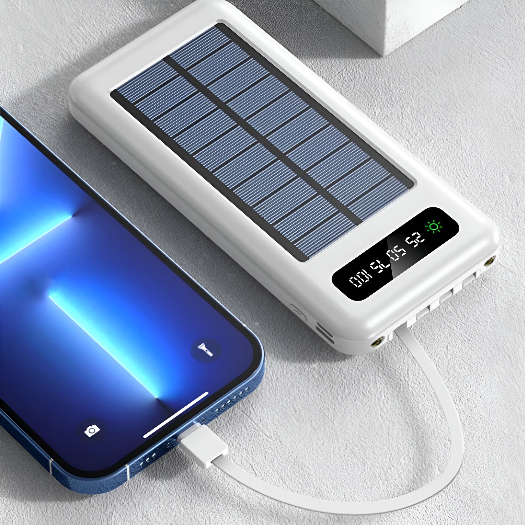 Draagbare Zonne-Energiebank 20.000mAh Externe Accu met LED-Display voor Smartphones Tablets Camping Reis Outdoor Opladen USB | Sansoti