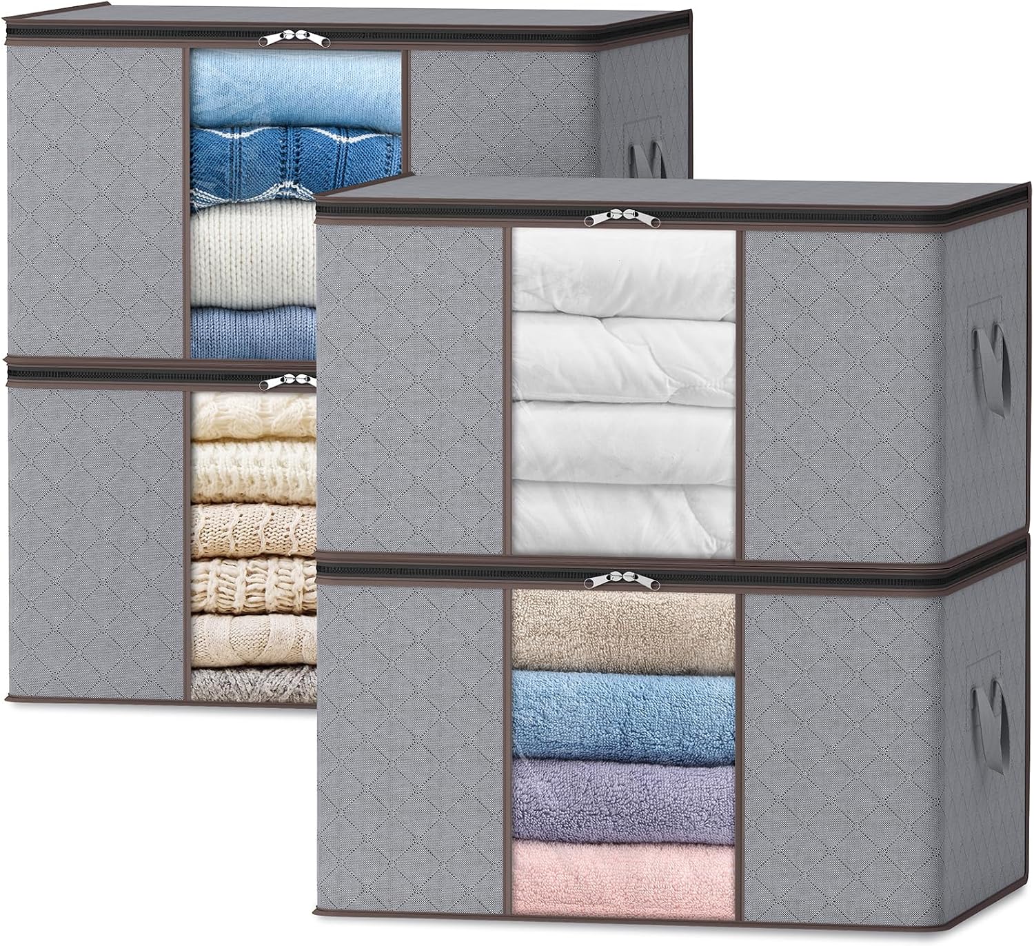 Aufbewahrungsbox mit Fenster, faltbar, 35–90 l, Kleideraufbewahrungsbox mit Reißverschluss | Restfield