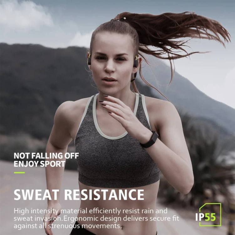 Casque à conduction osseuse Bluetooth, résistant à l’eau, pour le sport, la course et le fitness, mains libres, protection auditive | Sansoti