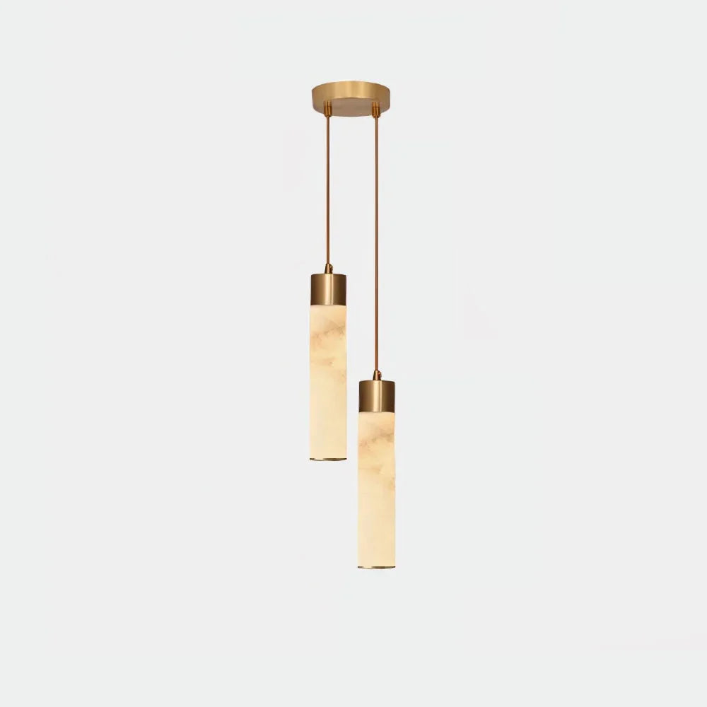 Hanglamp Natuursteen Messing Tube LED 12W Dimbaar Modern Design Woonkamer Keuken Eetkamer Eettafel Sfeerverlichting | Sansoti