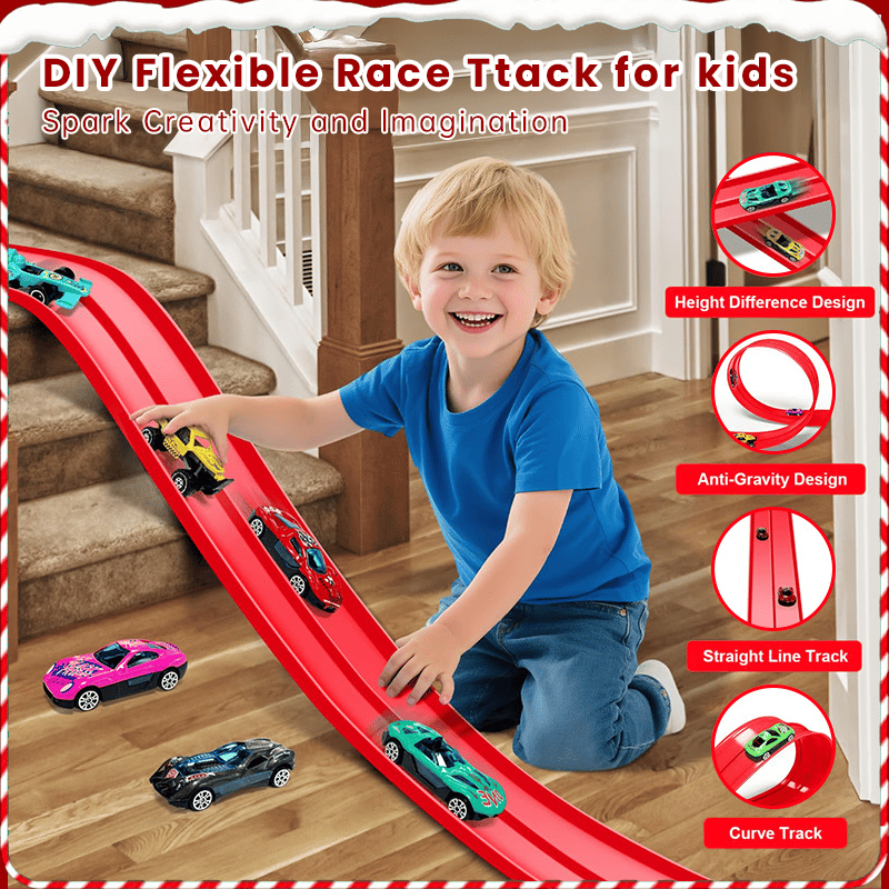 Flexibele DIY Racebaan voor Kinderen – 5 Meter Race Track met Auto's en Loopings | Sansoti
