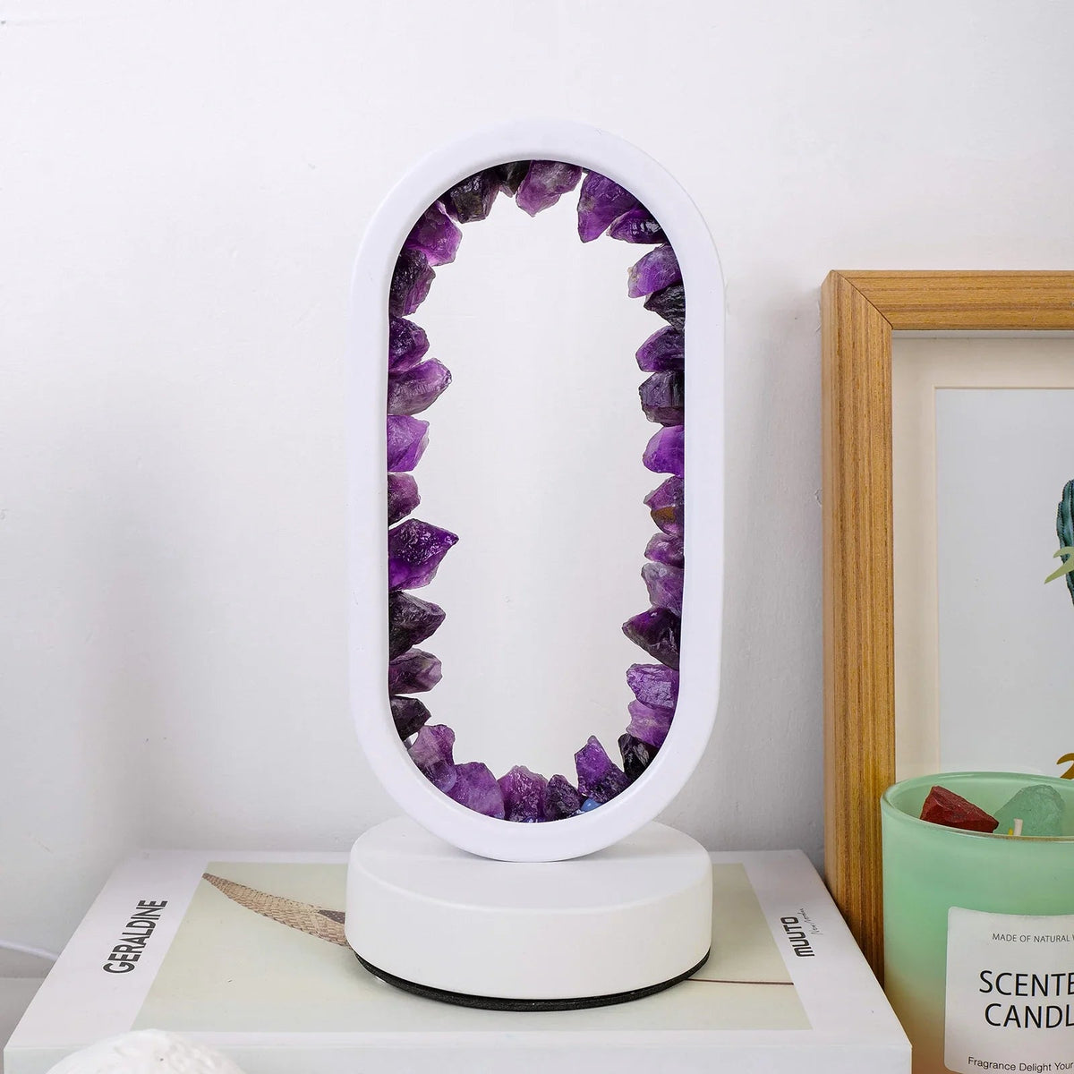 Handgemaakte Edelsteenlamp Amethist Celestiet Kristal Sfeerverlichting Ontspanning Meditatie Yoga Slaapkamer | Sansoti