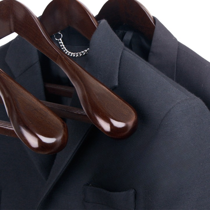 Kledinghangers Hout Metaal Donkerbruin Garderobe Kast Jas Hanger Set Luxe Kledinghanger Antislip Vormbehoud | Sansoti