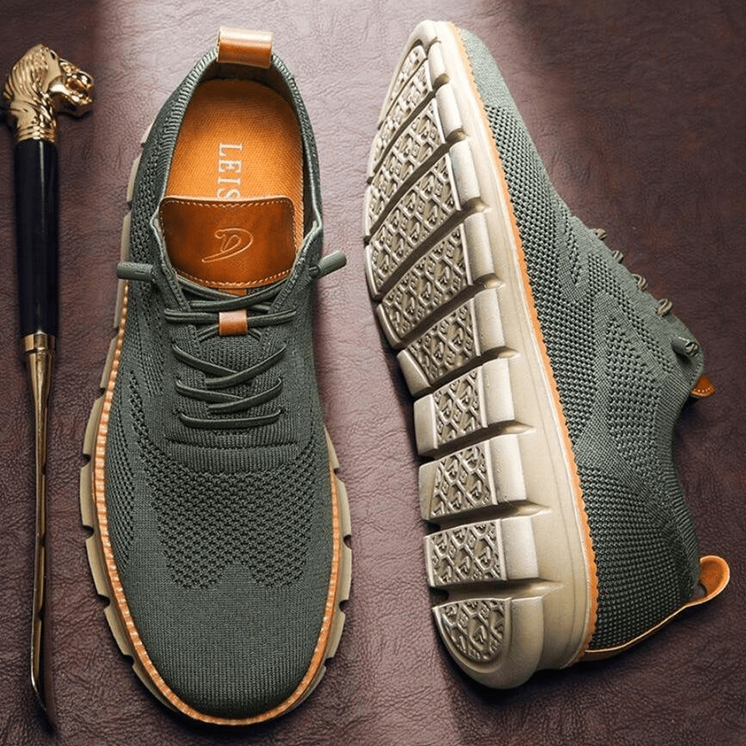 Herenschoenen Elias Comfortabel Veganistisch Leer Ergonomisch Ademend Licht Casual Elegant Zwart Olijf Bruin | Sansoti