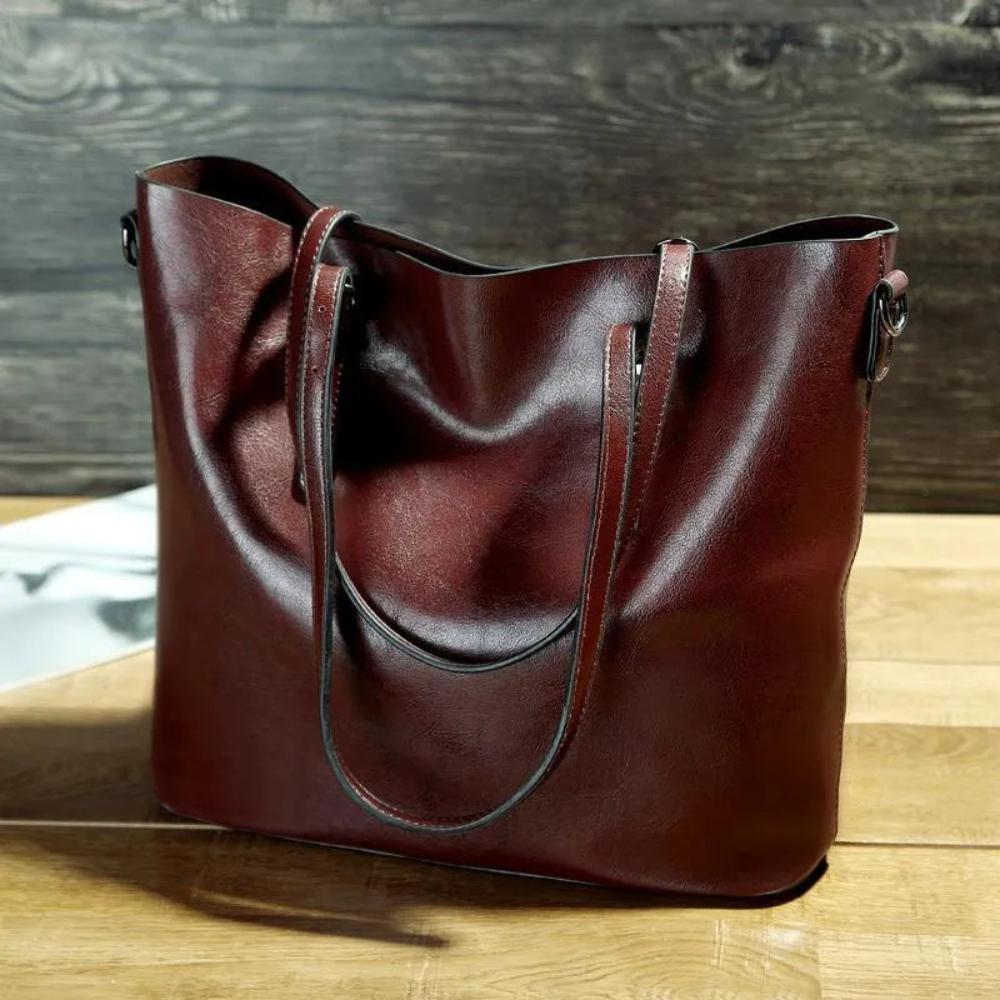 Vintage Leren Schoudertas Dames met Verstelbare Riem Echt Leder Handtas Klassiek Retro Design Elegante Dagtas | Sansoti