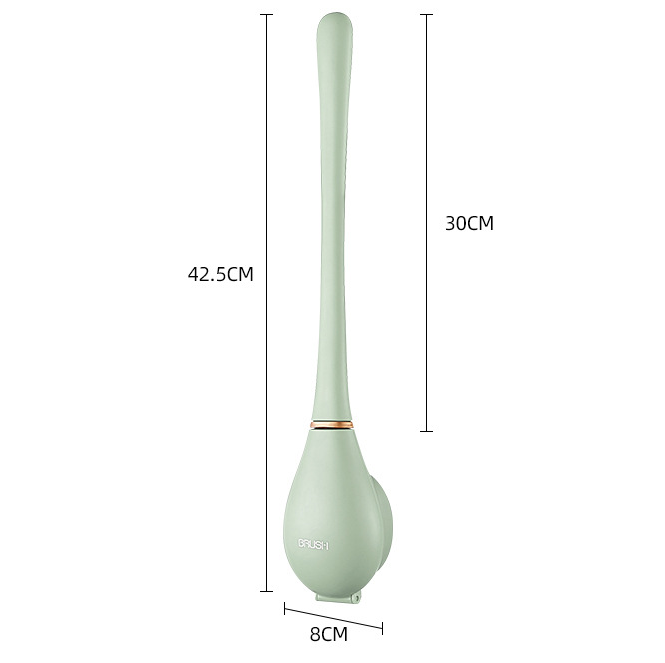 Siliconen Toiletborstel met Wandhouder - Moderne Hygiënische WC Borstel met Vlakke Kop - Beige Wit Groen - Badkameraccessoire met Drip Tray | Sansoti