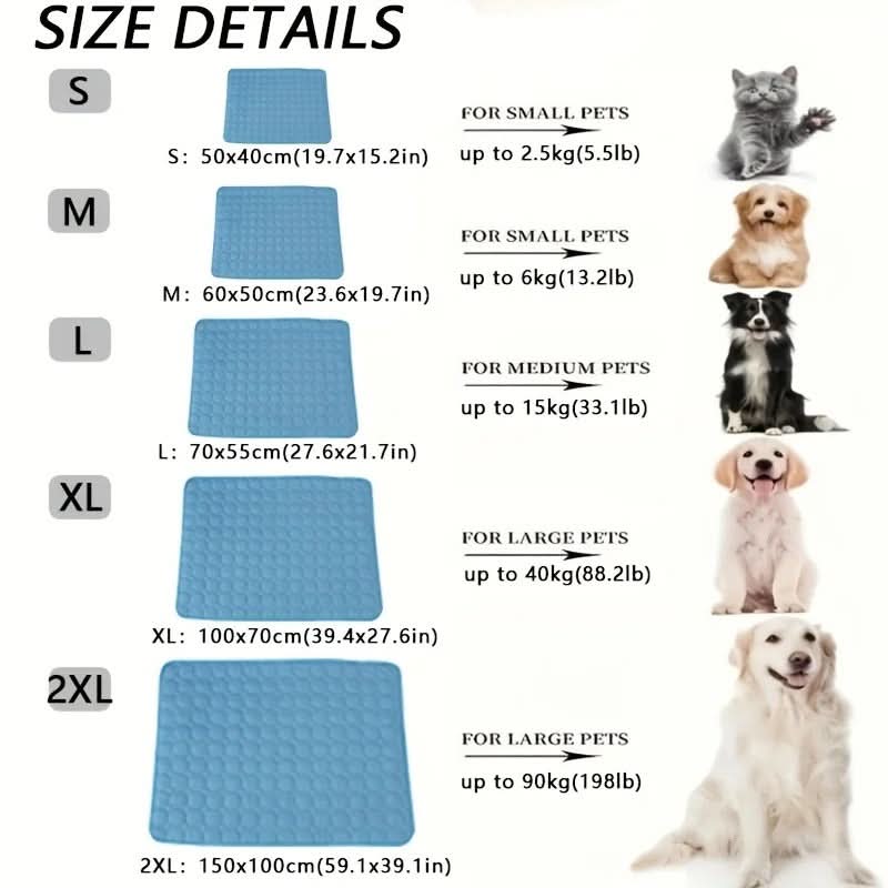 Tapis rafraîchissant pour animaux, couverture d’été pour chien et chat, coussin de repos rafraîchissant et respirant, tapis matelassé rafraîchissant, 6 couleurs | Sansoti