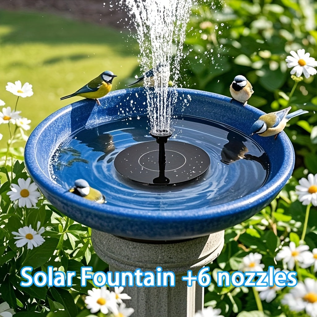 Drijvende Tuinfontein op Zonne-energie met Verwisselbare Sproeiers voor Vijver Vogelbad Terras Tuin Waterornament | Sansoti