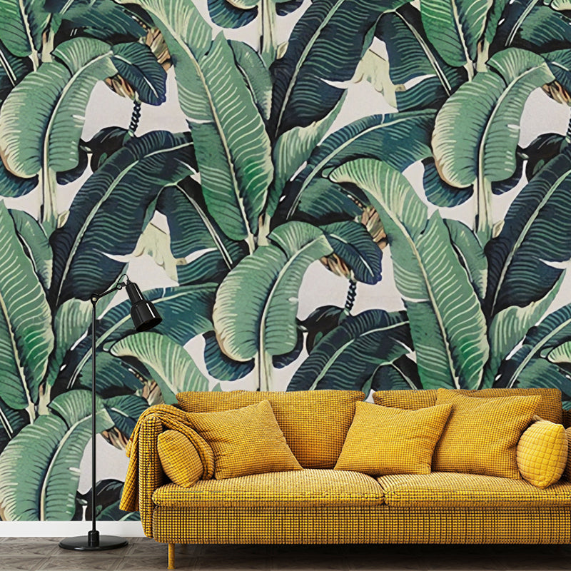 Tropische Bananenbladeren Wandmuurschildering – Groene Botanische Fotobehang voor Woonkamer, Slaapkamer & Kantoor | Op Maat Gemaakt | Sansoti