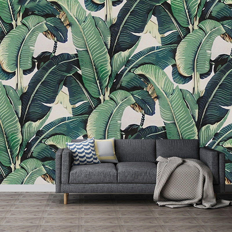 Tropische Bananenbladeren Wandmuurschildering – Groene Botanische Fotobehang voor Woonkamer, Slaapkamer & Kantoor | Op Maat Gemaakt | Sansoti