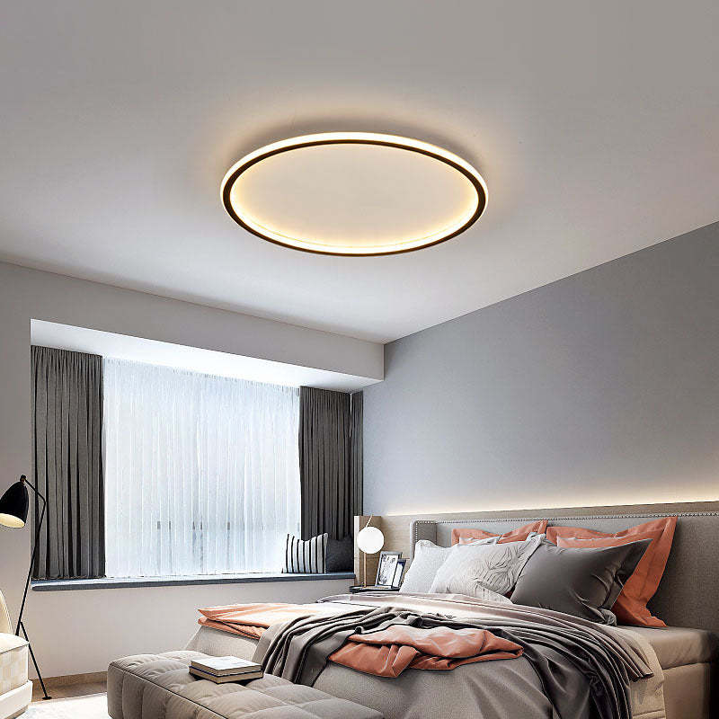 Moderne runde LED-Deckenleuchte aus weißem oder schwarzem Metall und Acryl, dimmbare Deckenbeleuchtung für Schlafzimmer und Wohnzimmer | Sansoti