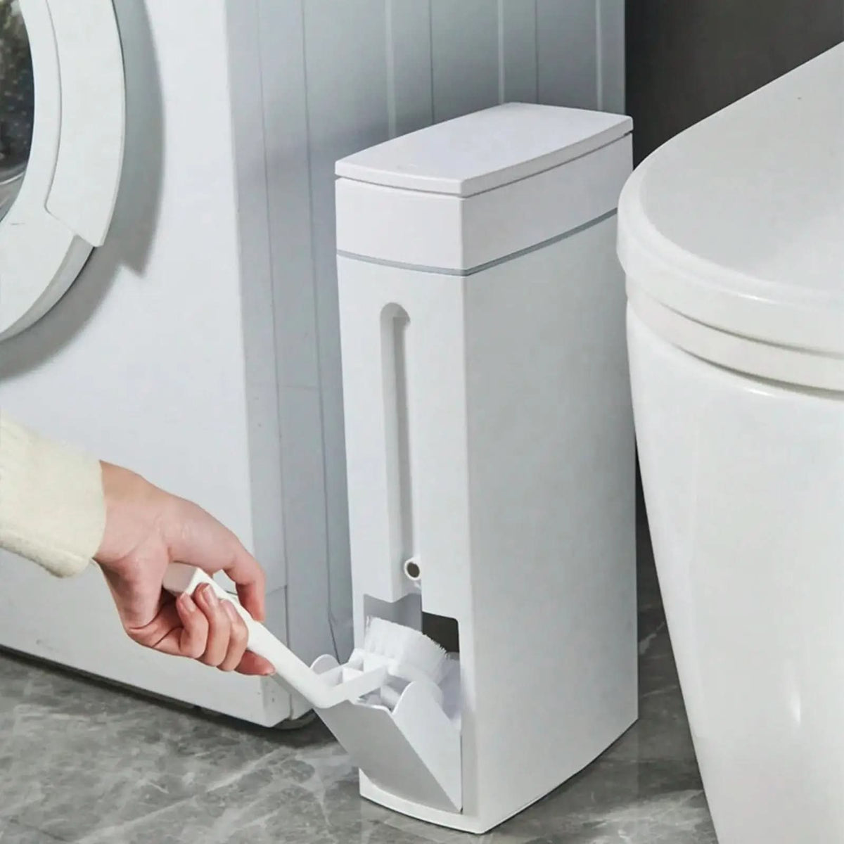Compacte Afvalbak met Geïntegreerde Toiletborstel 4.5L Badkamer Hygiëneset Ruimtebesparend WC Organizer | Sansoti