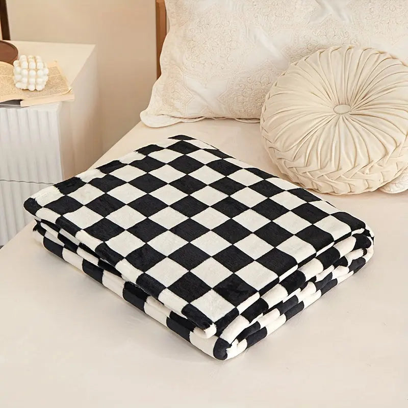 Plaid en laine à carreaux pour canapé et lit, motif à carreaux chaleureux, design scandinave, chambre et salon | Sansoti