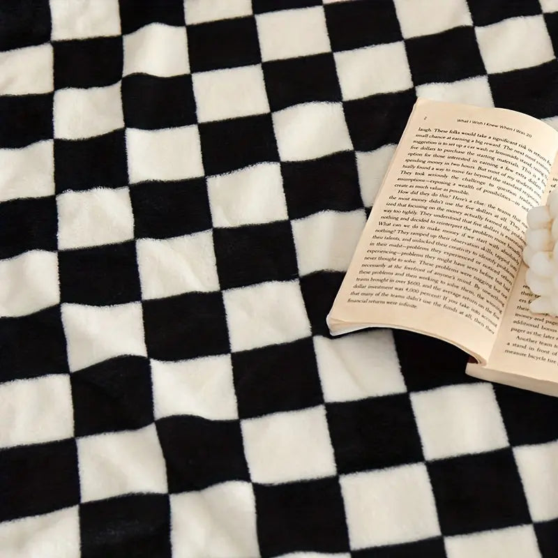 Plaid en laine à carreaux pour canapé et lit, motif à carreaux chaleureux, design scandinave, chambre et salon | Sansoti