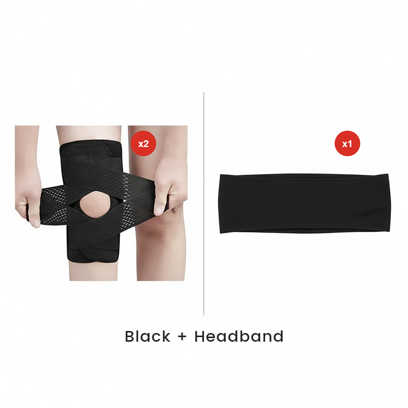 Genouillère réglable avec rotule ouverte pour le sport, la course, la marche, le fitness et l’usage quotidien, noir et blanc | Sansoti