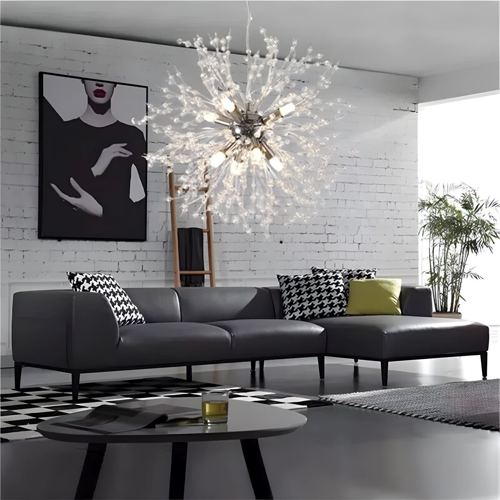 Lustre moderne en cristal pissenlit avec LED G9 et finition métal de luxe | Restfield