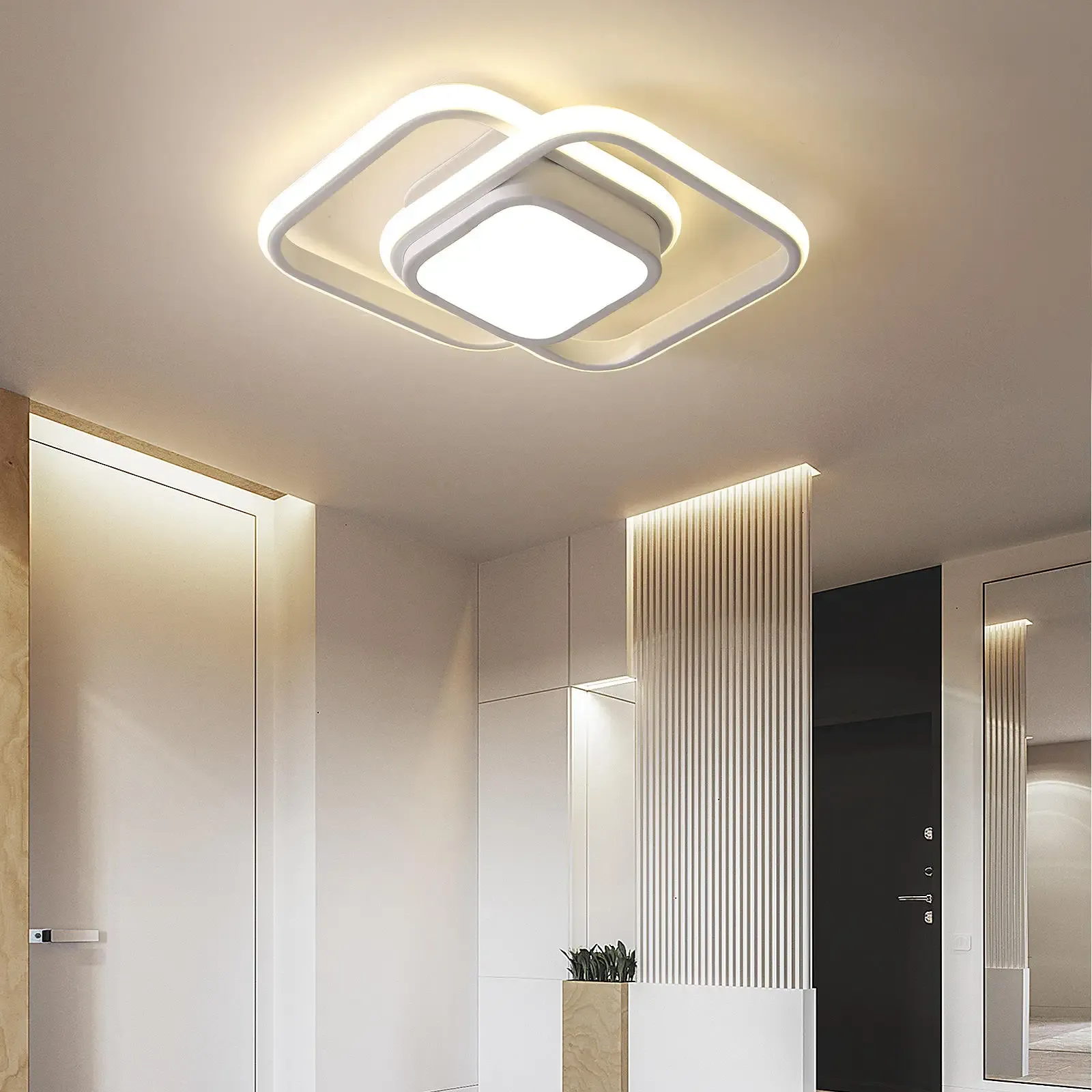 LED-Deckenleuchte Doppelring Schwarz Wohnzimmer Flur Moderne Deckenleuchte Minimalistisch Warmes Licht | Restfield