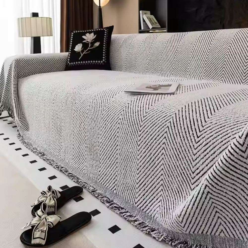 Gewebter Sofabezug mit Fischgrätmuster – Schutzdecke für Sofa & Sessel | Restfield