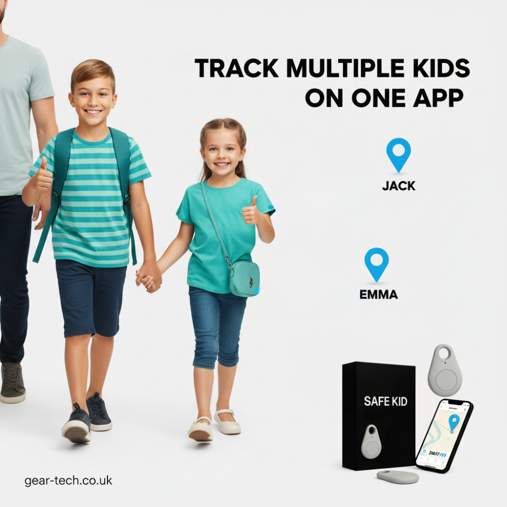 Kinder GPS-Tracker Waterdicht met Real-Time Locatie & SOS-Alarm | Klein, Licht, Draagtasje en Beveiligingsfuncties | Sansoti