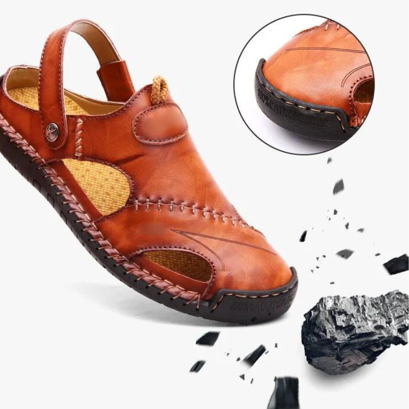 Orthopedische Heren Lederen Sandalen – Comfortabel Zomerse Slippers met Antislip Zool Casual Pantoffels | Sansoti
