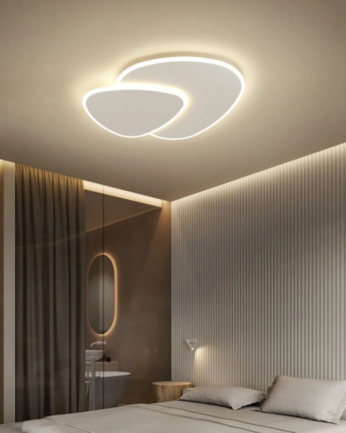 Plafondlamp Asymmetrisch Ontwerp LED Verlichting Warm Licht Modern Interieur Woonkamer Slaapkamer Eetkamer Minimalistische Designlamp | Sansoti