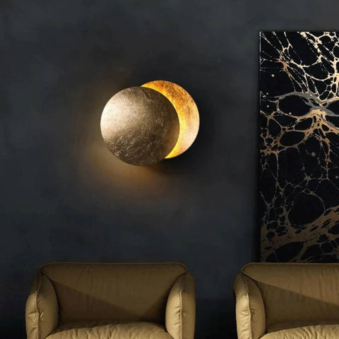 Wandlamp met Maanlicht LED Moderne Scandinavische Stijl Rond Warm Wit Zwart Wit Goud 20 25 cm Sfeerlicht | Sansoti