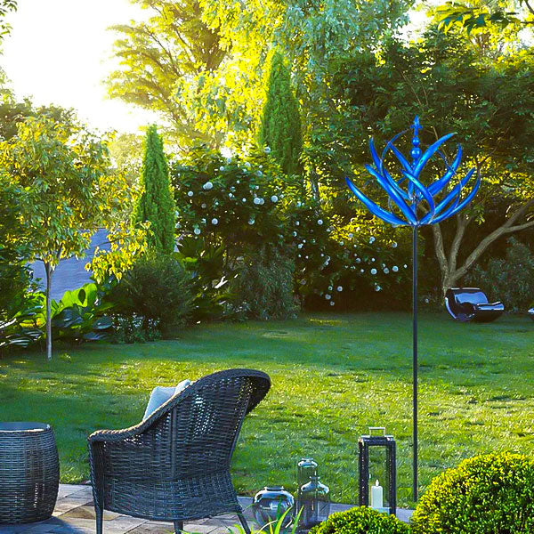 Tuinwindmolen Draaibaar Metaal Weervaan Vogel Design Blauw Rood 90cm voor Terras Tuin Balkon Decoratie | Sansoti