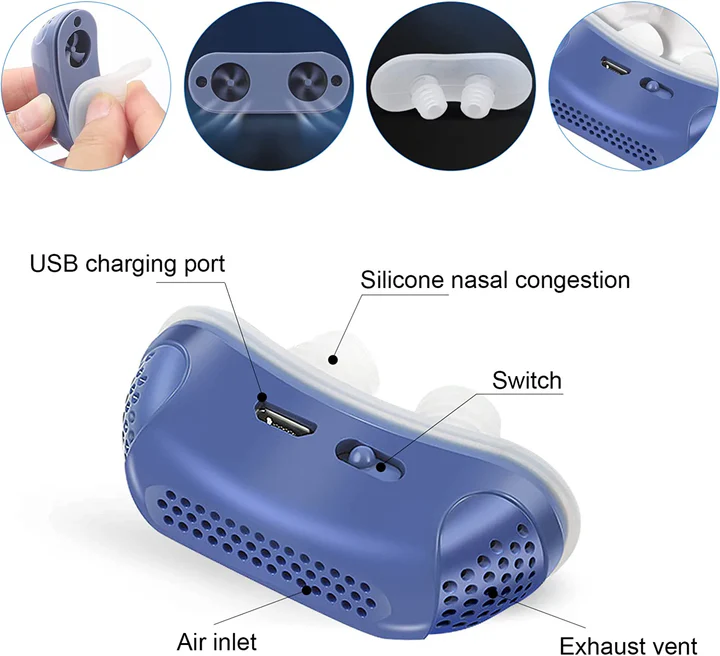 Compact Neusapparaat Luchtstroom Comfortabel Rustgevend Slapen Reizen Fluistertil USB Oplaadbaar Draagbaar | Sansoti
